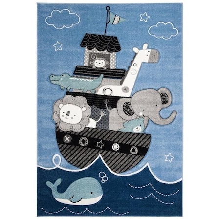 Safavieh 6 Ft. - 7 In. X 6 Ft. - 7 In. Round- Indoor - Outdoor Courtyard Natural Blue Machine Made Rug CY1356-3101-7R